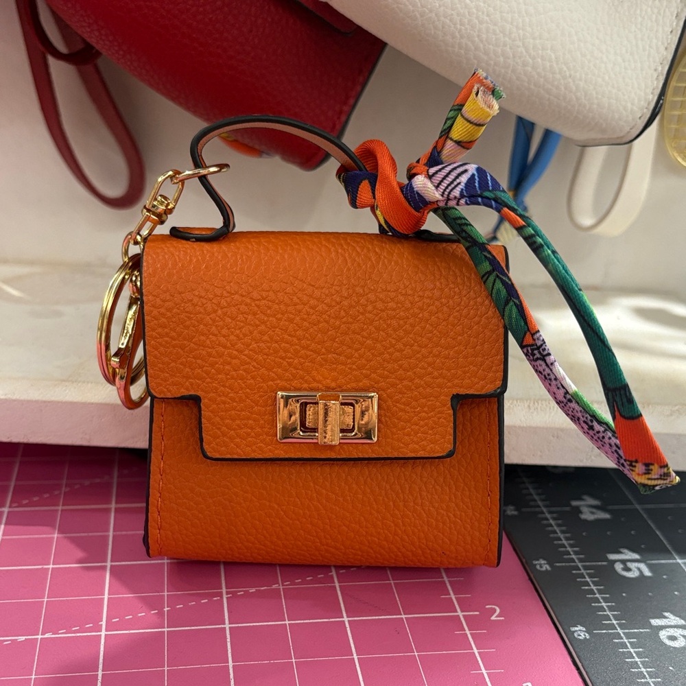 Orange Mini Keychain  Bag